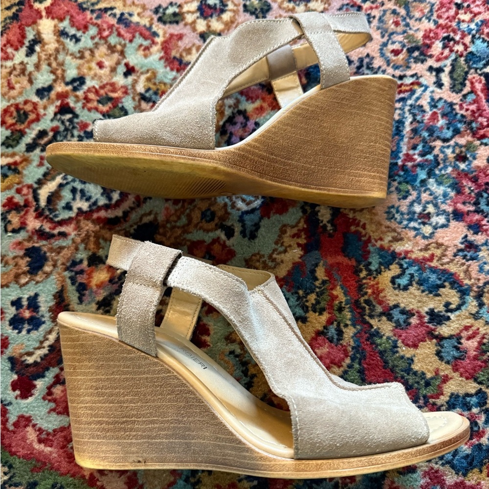 Tan Suede Wedge Sandals